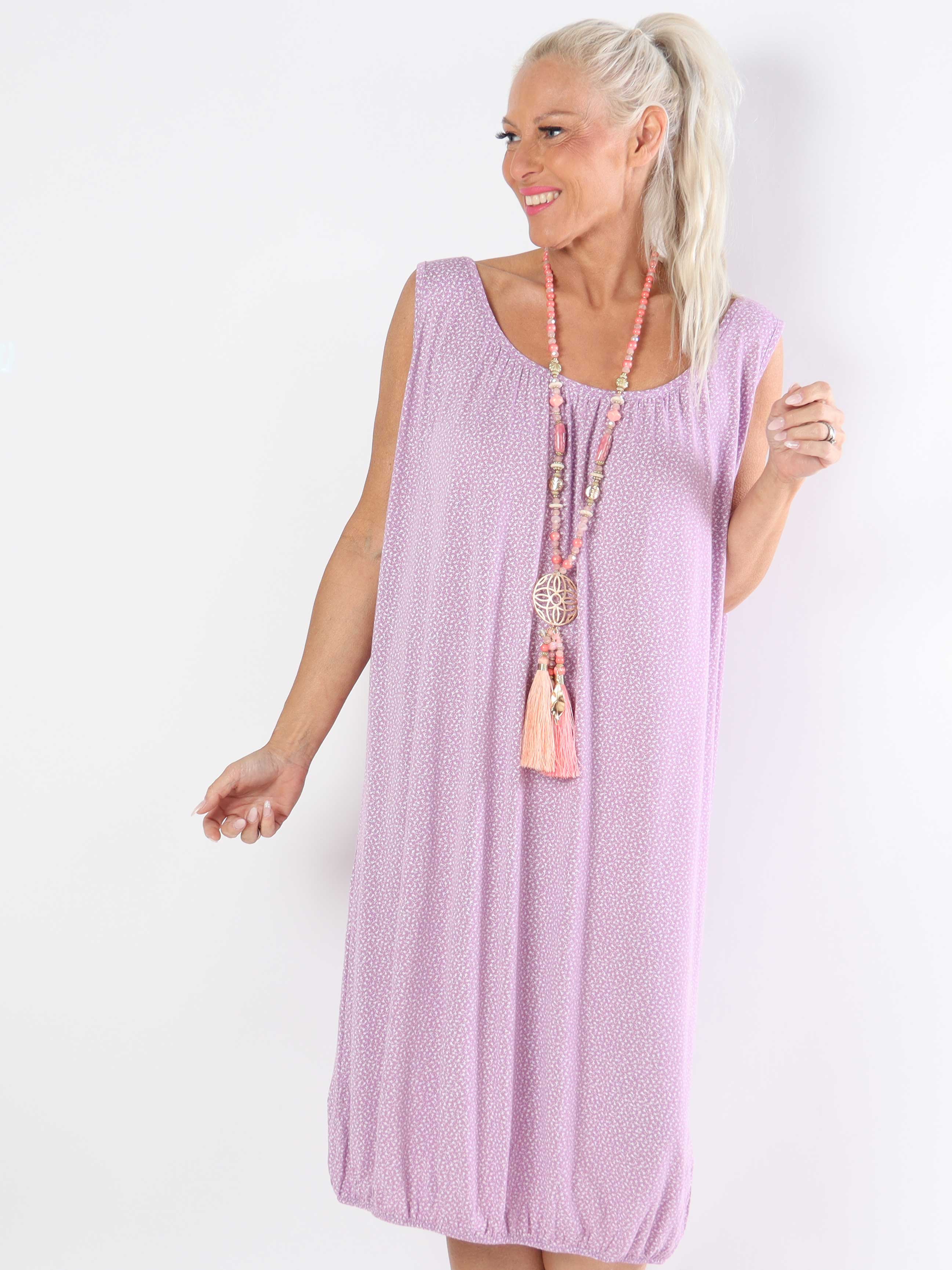 Miracle Flower Sleeveless Dress - Plus size kjole i viskose med elastik